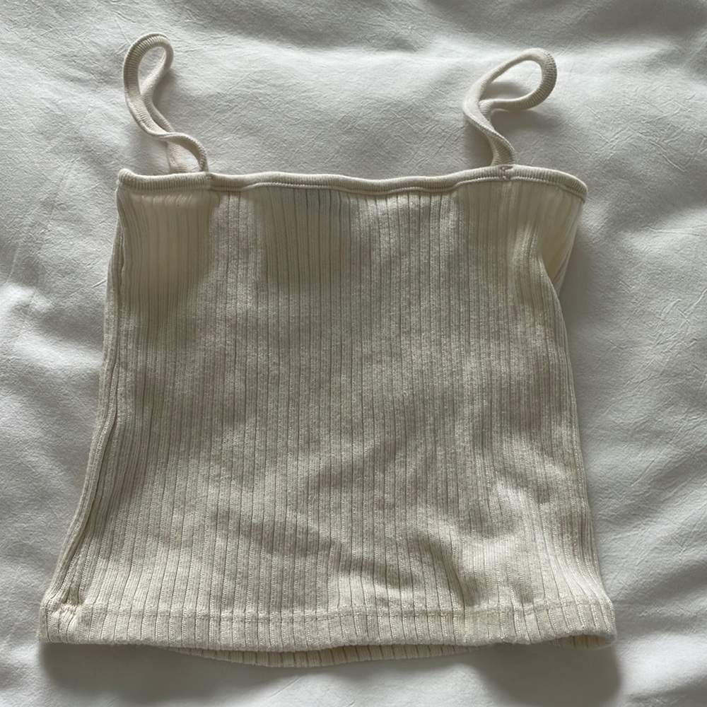 oatmeal brandy melville square neck ribbed tank